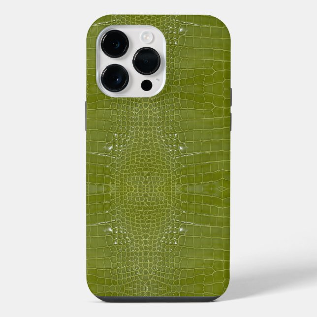 Coque iPhone Imprimé de texture d'alligator vert citron (Verso)