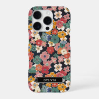 Imprimé floral japonais coloré monogrammé