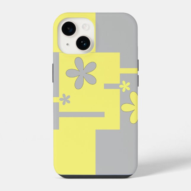 Coque iPhone imprimé gris et jaune, (Verso)