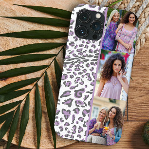Etui iPhone 13 Pro Max Imprimé léopard 3 Photo verticale Lilas