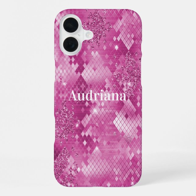 Coque iPhone Imprimé léopard à paillettes rose blanc      (Verso)