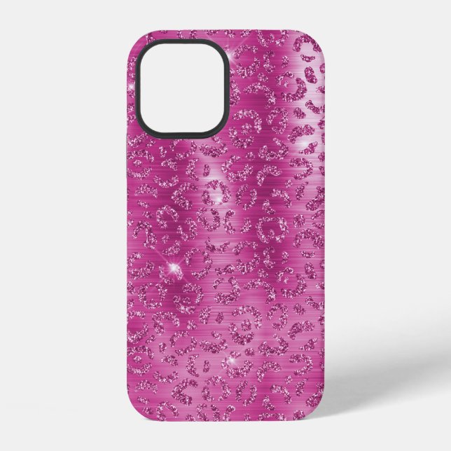 Coque iPhone Imprimé léopard à paillettes rose blanc      (Verso)