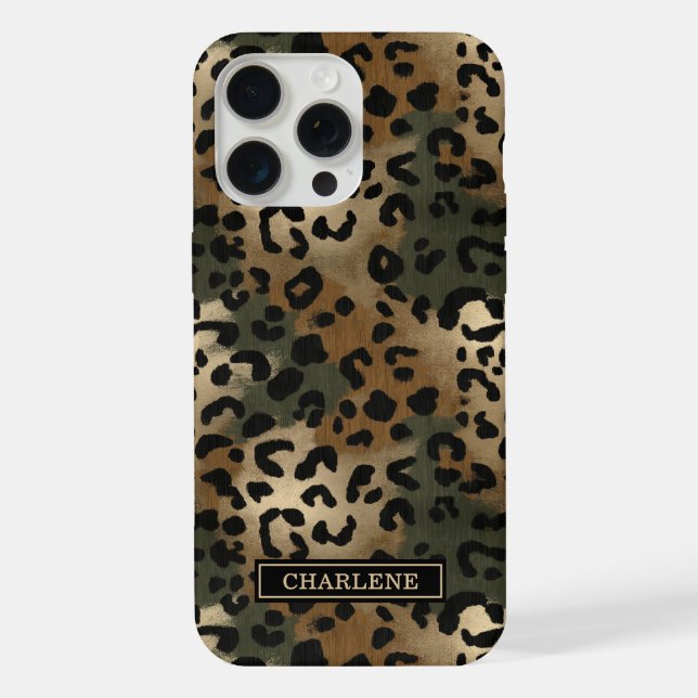 Coque iPhone Imprimé Léopard Camo Monogrammé (Verso)