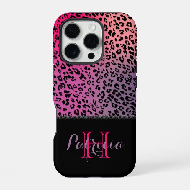 Coque iPhone Imprimé Léopard Coloré & Diamants Noirs (Verso)