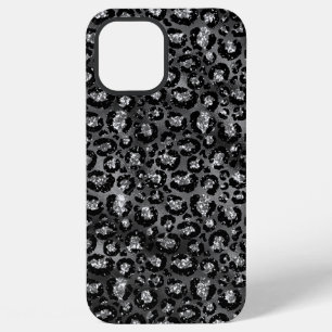Coque iPhone 12 Pro Max Imprimé léopard noir et gris argenté