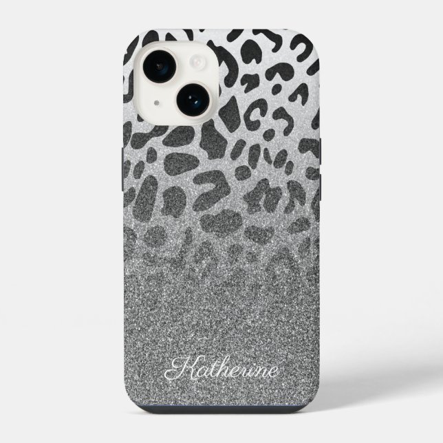 Coque iPhone Imprimé léopard pailleté (Verso)