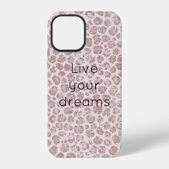 Coque iPhone Imprimé léopard pailleté rose tendre         (Verso)