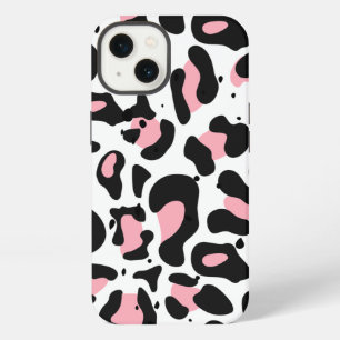 Etui iPhone 13 Imprimé léopard rose et noir tendance