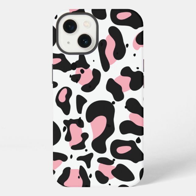 Coque iPhone Imprimé léopard rose et noir tendance (Verso)