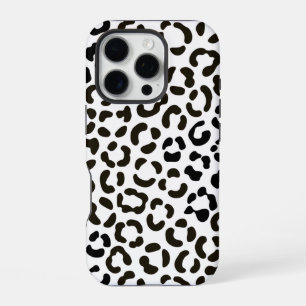 Coque iPhone 16 Pro Imprimé tendance léopard noir et blanc