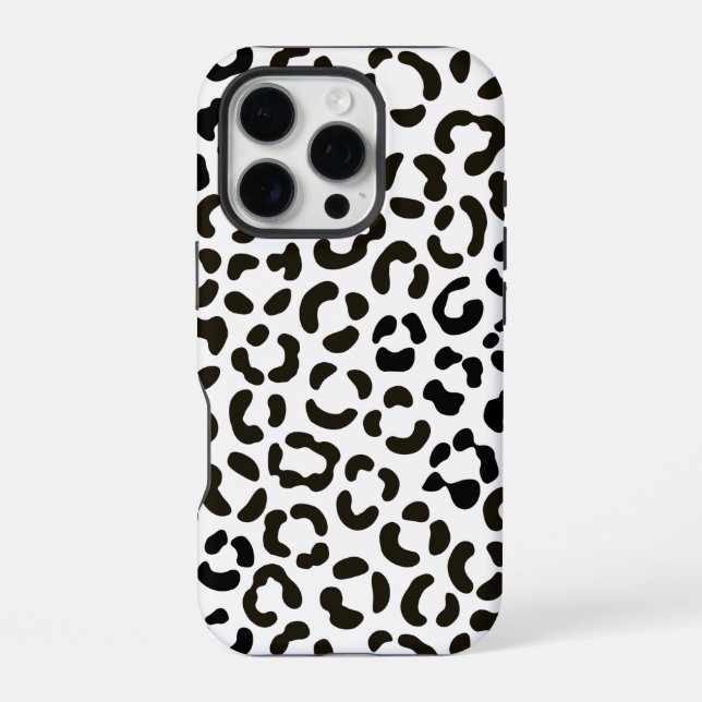 Coque iPhone Imprimé tendance léopard noir et blanc (Verso)