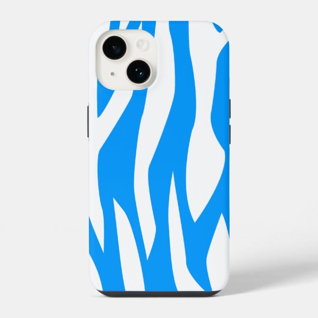 Coque iPhone Imprimé zèbre bleu clair (Verso)