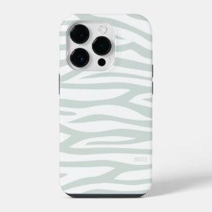 Coque Pour iPhone 14 Plus Imprimé zèbre vert sauge moderne personnalisé