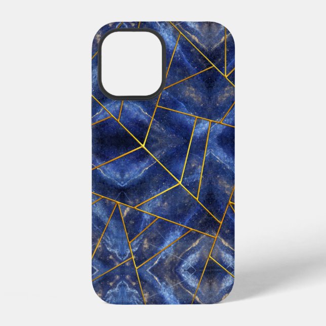 Coque iPhone Incrustation de Lapis Lazuli avec une garniture do (Verso)