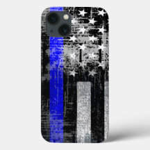 Coque iphone indicateur Grunge Blue Line