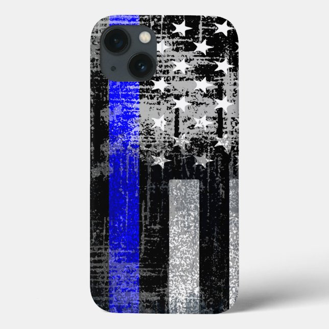 Coque iphone indicateur Grunge Blue Line (Verso)