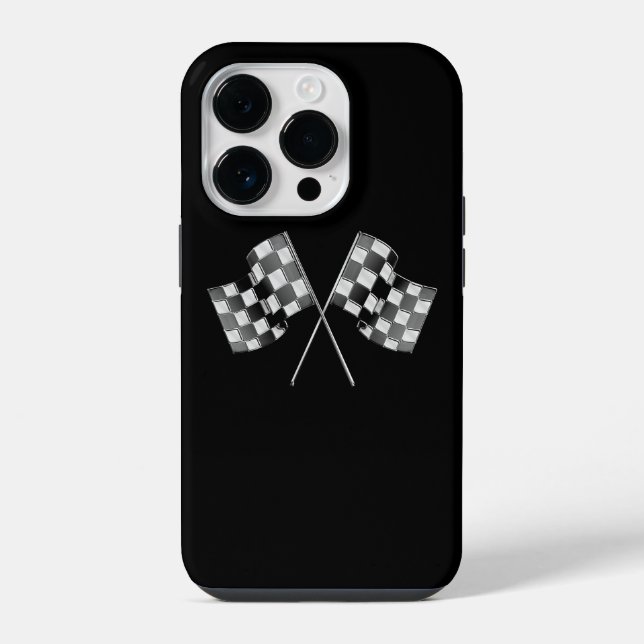 Coque iPhone Indicateurs de course Chrome sur noir (Verso)
