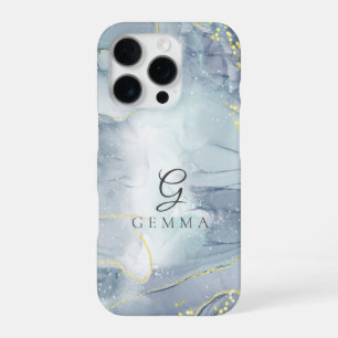 Coque iPhone 16 Pro Indicolite Paillettes Dorées Aquarelle Personnalis
