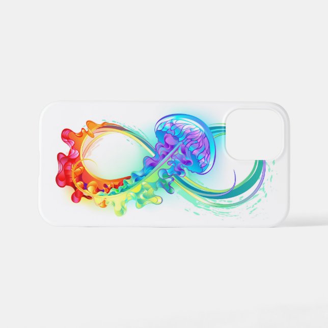 Coque iPhone Infini avec méduse arc-en-ciel (Verso Horizontal)