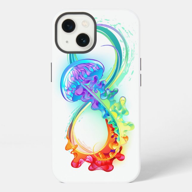 Coque iPhone Infini avec méduse arc-en-ciel (Verso)