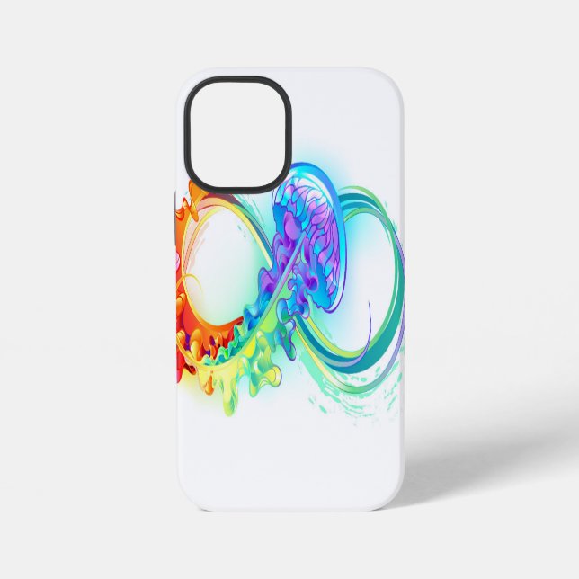 Coque iPhone Infini avec méduse arc-en-ciel (Verso)