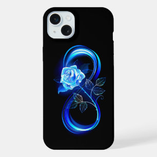 Coque iPhone 15 Plus Infini lumineux avec rose bleue