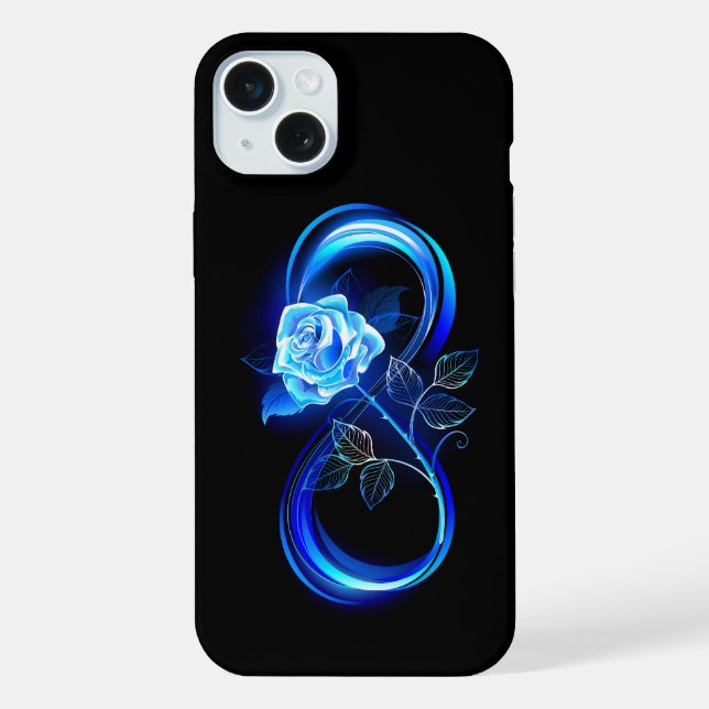 Coque iPhone Infini lumineux avec rose bleue (Verso)