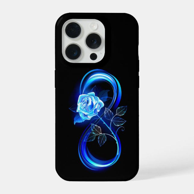 Coque iPhone Infini lumineux avec rose bleue (Verso)