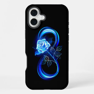 Coque iPhone 16 Plus Infini lumineux avec rose bleue