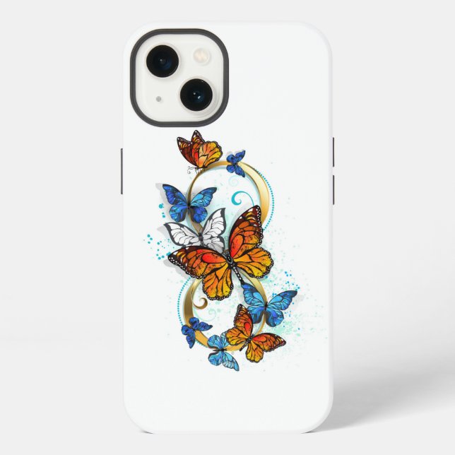 Coque iPhone Infinité de papillons monarques (Verso)
