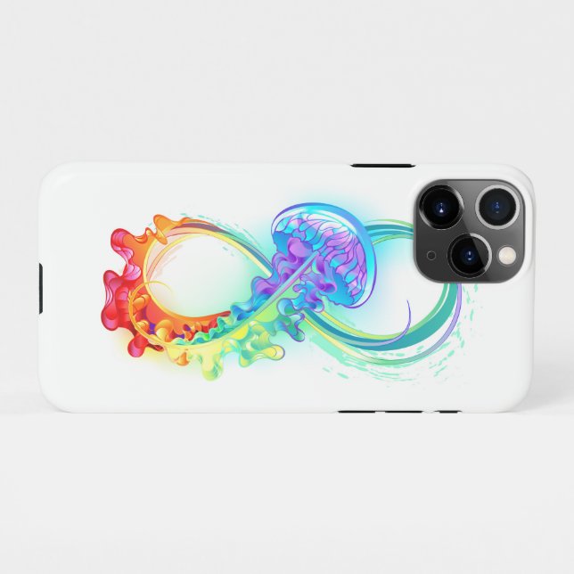 Coque iPhone Infinity avec Rainbow Jellyfish (Dos Horizontal)