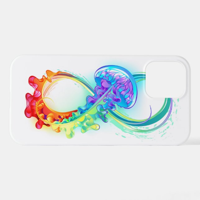 Coque iPhone Infinity avec Rainbow Jellyfish (Verso Horizontal)