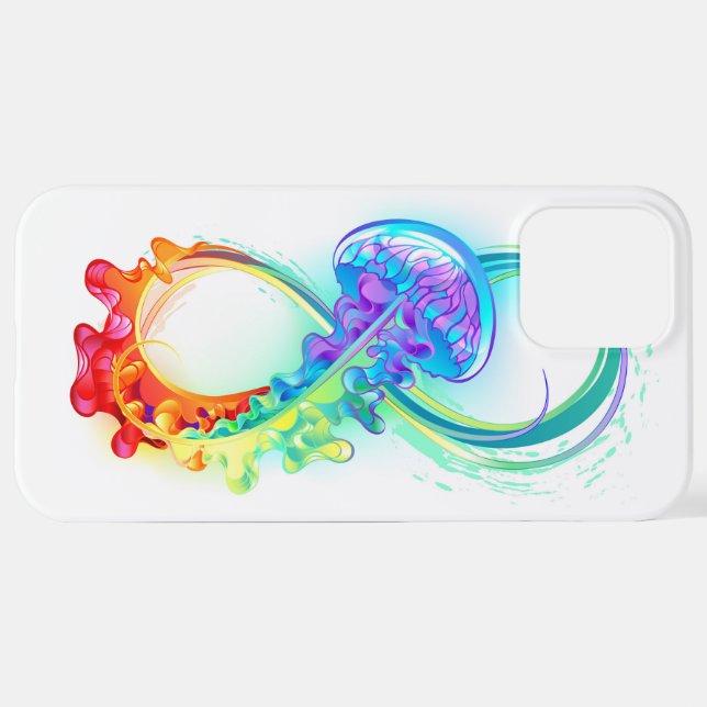 Coque iPhone Infinity avec Rainbow Jellyfish (Retour horizontal)