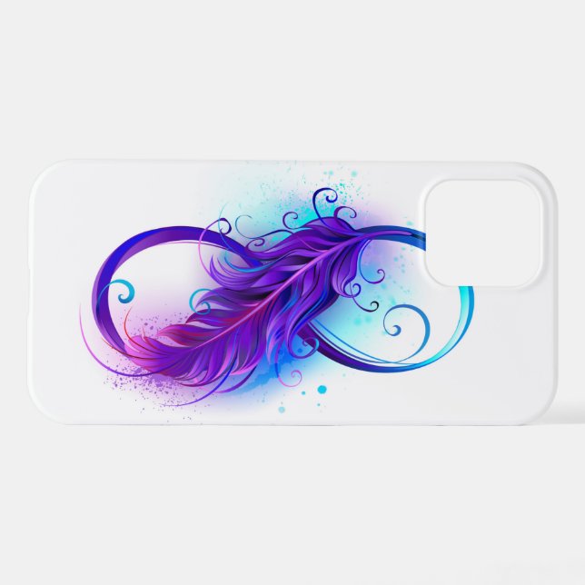 Coque iPhone Infinity with purple feather (Verso Horizontal)