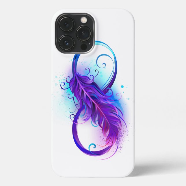 Coque iPhone Infinity with purple feather (Verso)