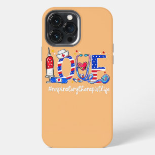 Etui iPhone 13 Pro Max Infirmière Amour Thérapeute Respiratoire Vie Patri