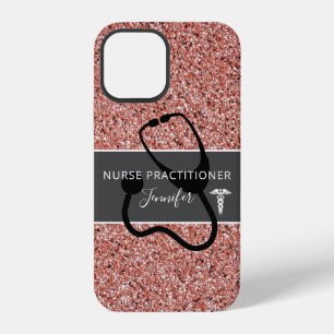 Coque iPhone 12 Infirmière praticienne Rose Gold Pailleté Personna