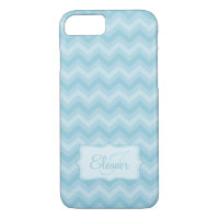 Coque iphone initial de nom bleu à motif Zigzag