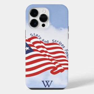 Coque Pour Pour iPhone 14 Pro Max Initial : Étoiles et bandes pour toujours du drape