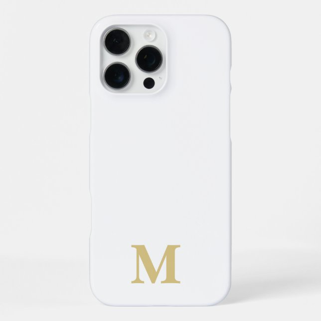 Coque iPhone initiale de nom personnalisé blanc et doré (Verso)