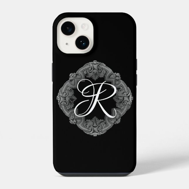 Coque iPhone Initiale gothique élégante (Verso)