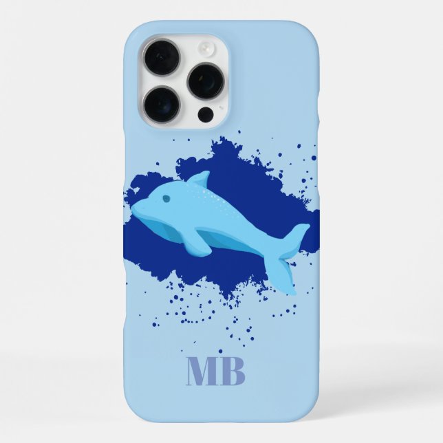 Coque iPhone initiales bleues monogramme iPhone 16 pro max coqu (Verso)