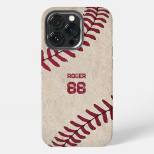 Etui iPhone 13 Pro Initiales de baseball vintage Rustique Numéro de n