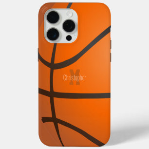 Coque iPhone 15 Pro Max Initiales de monogramme de basket-ball personnalis