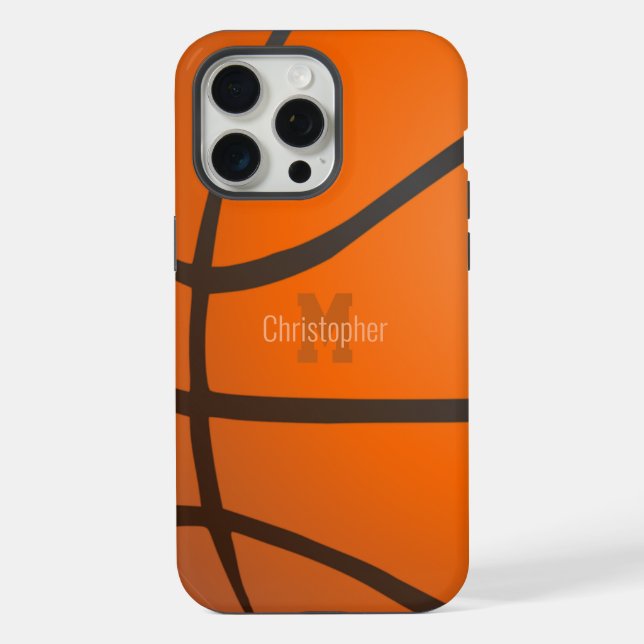 Coque iPhone Initiales de monogramme de basket-ball personnalis (Verso)