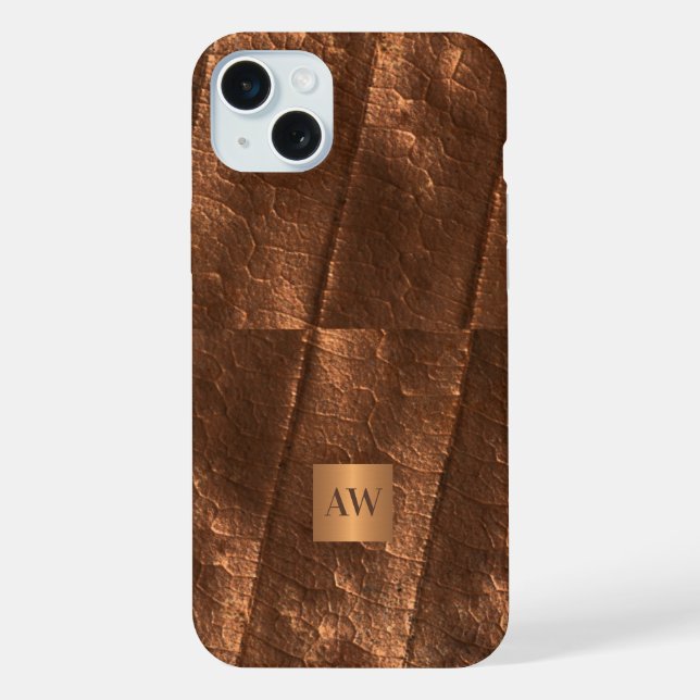 Coque iPhone Initiales de monogramme fausse feuille métallique  (Verso)
