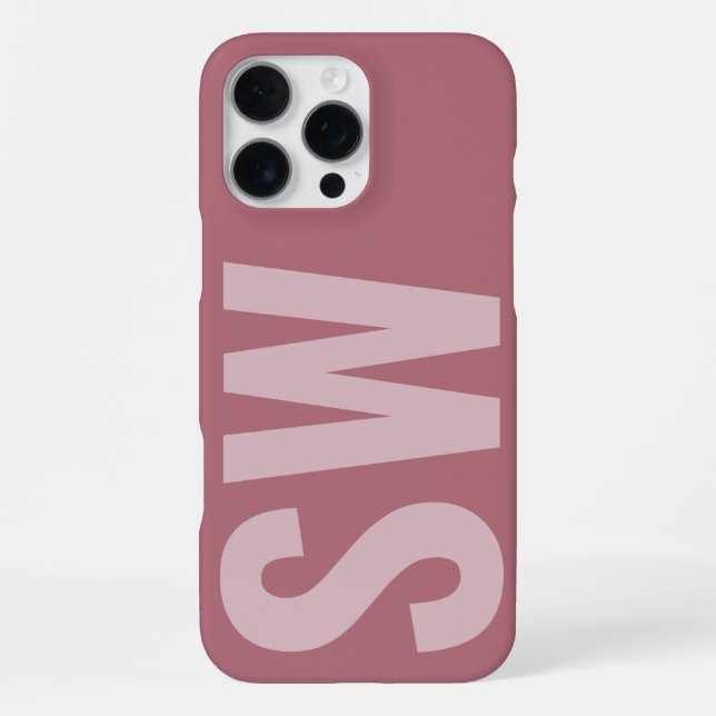 Coque iPhone Initiales de nom gras Monogramme personnalisé Rose (Verso)