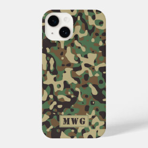 Coque Pour iPhone 14 Initiales du monogramme motif camouflage Camo