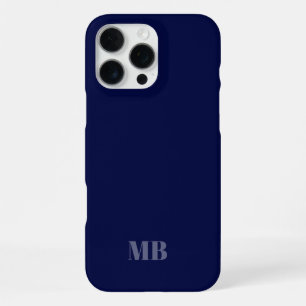Coque iPhone 16 Pro Max initiales du nom du monogramme bleu marine
