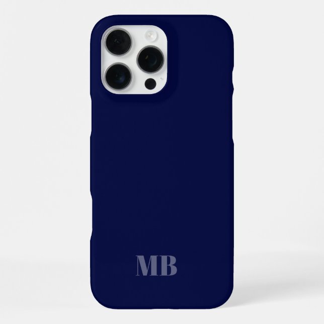 Coque iPhone initiales du nom du monogramme bleu marine (Verso)